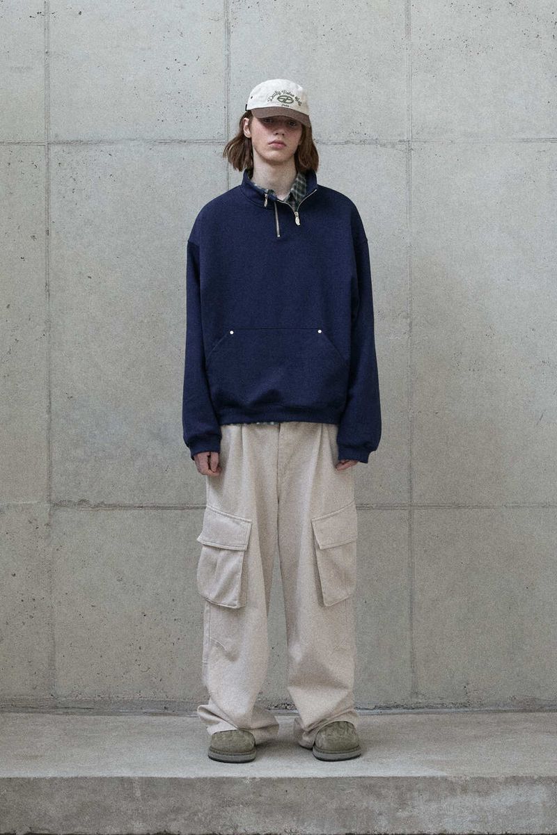 Double zipper high-neck sweatshirt