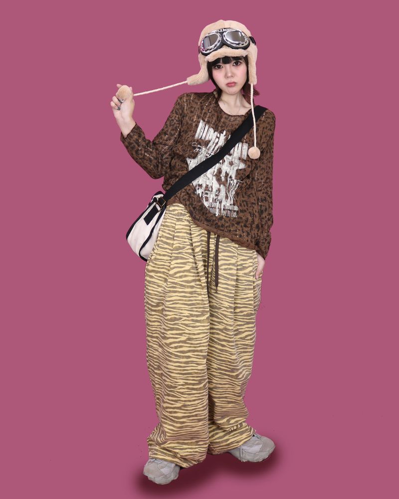 zebra banding pants - yellow