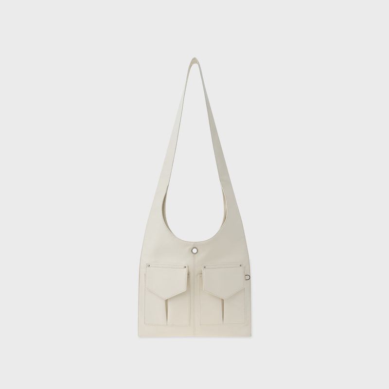 Leather 2 Pocket Flat Bag Set (White)