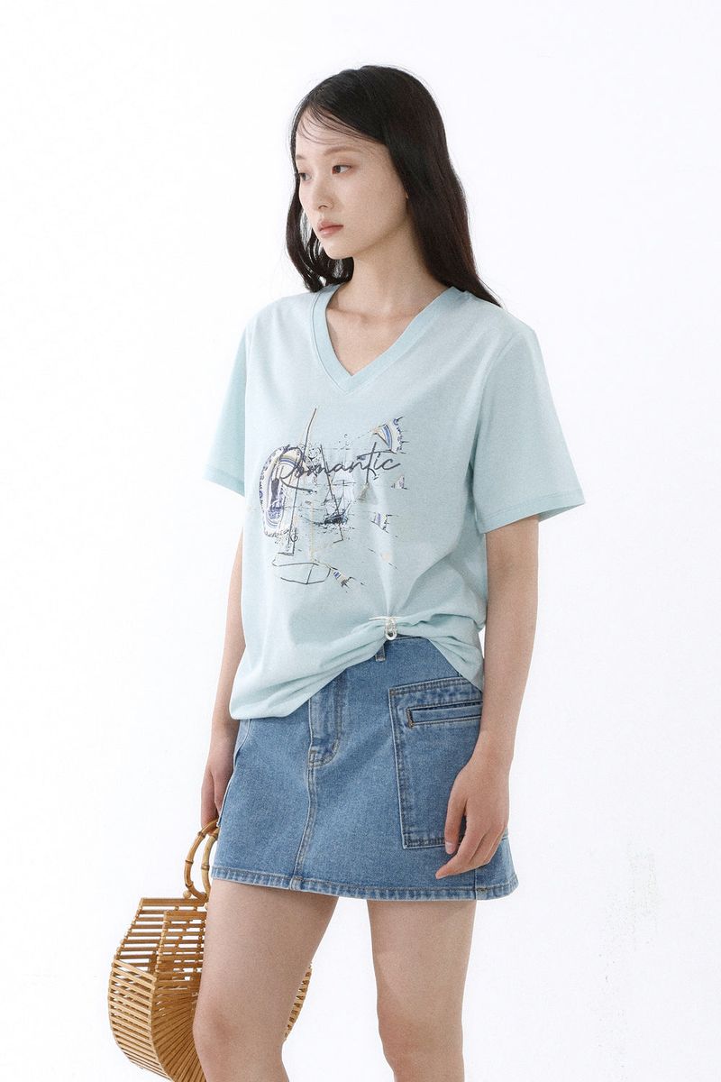 GALAXY V-NECK T-SHIRT_ICE MINT