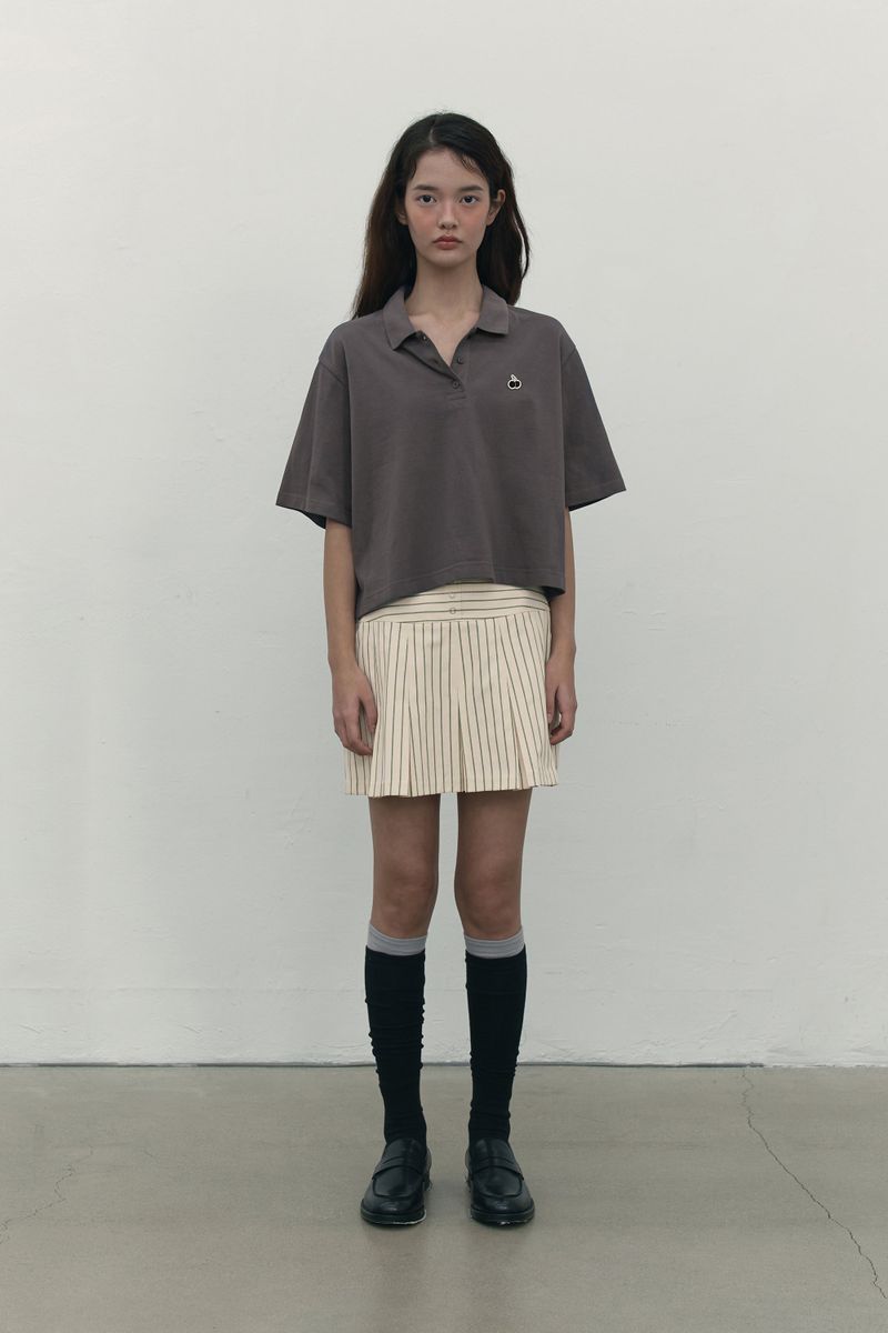 MONO CHERRY CROP PIQUE [CHARCOAL]