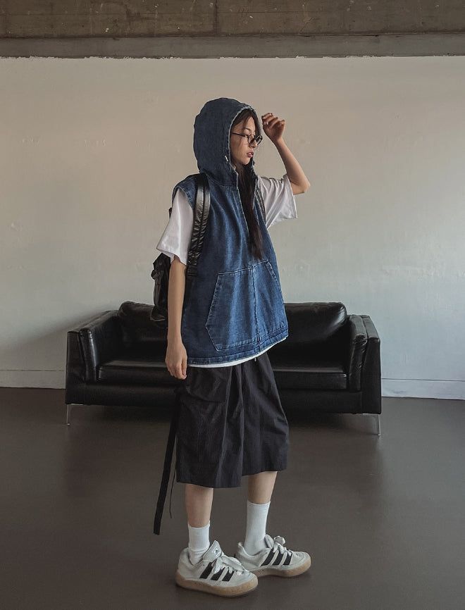 Logan denim hoodie vest