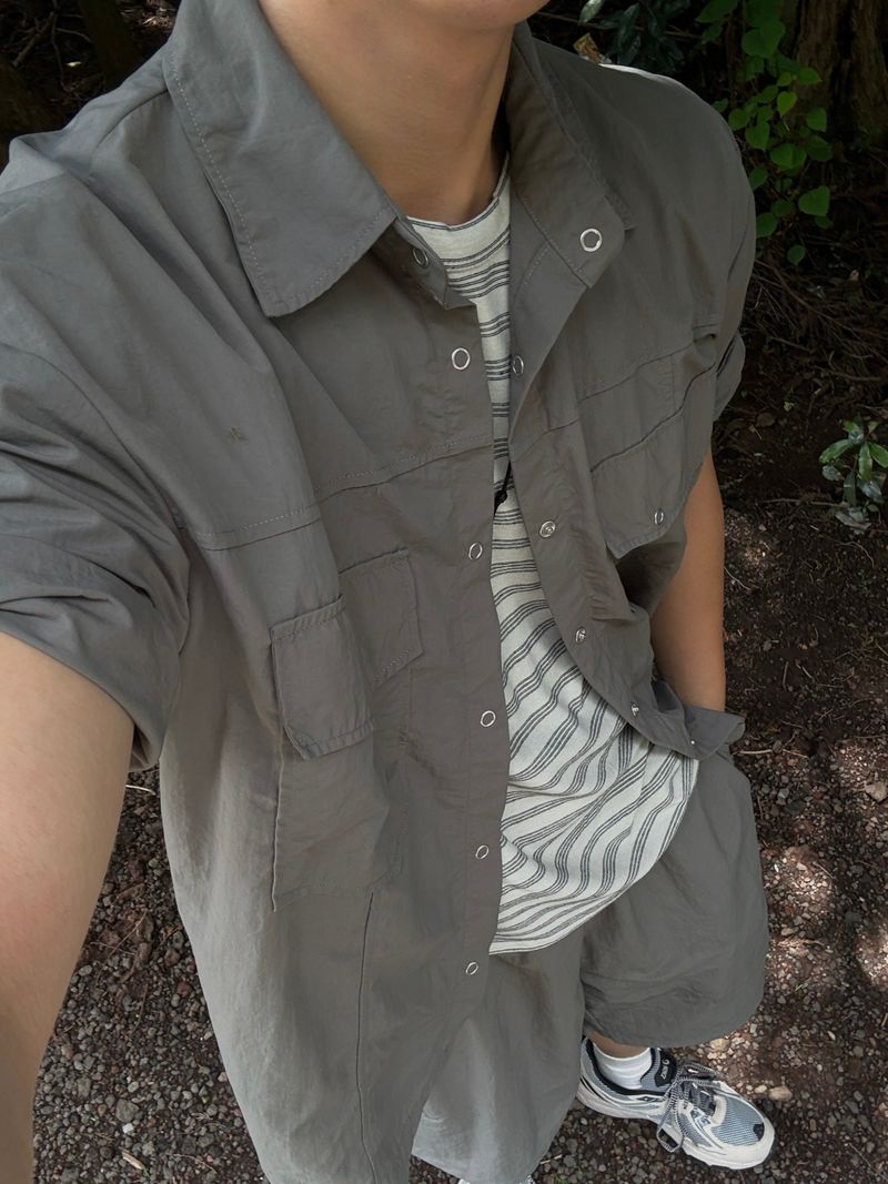 Western nylon cropped shirt
