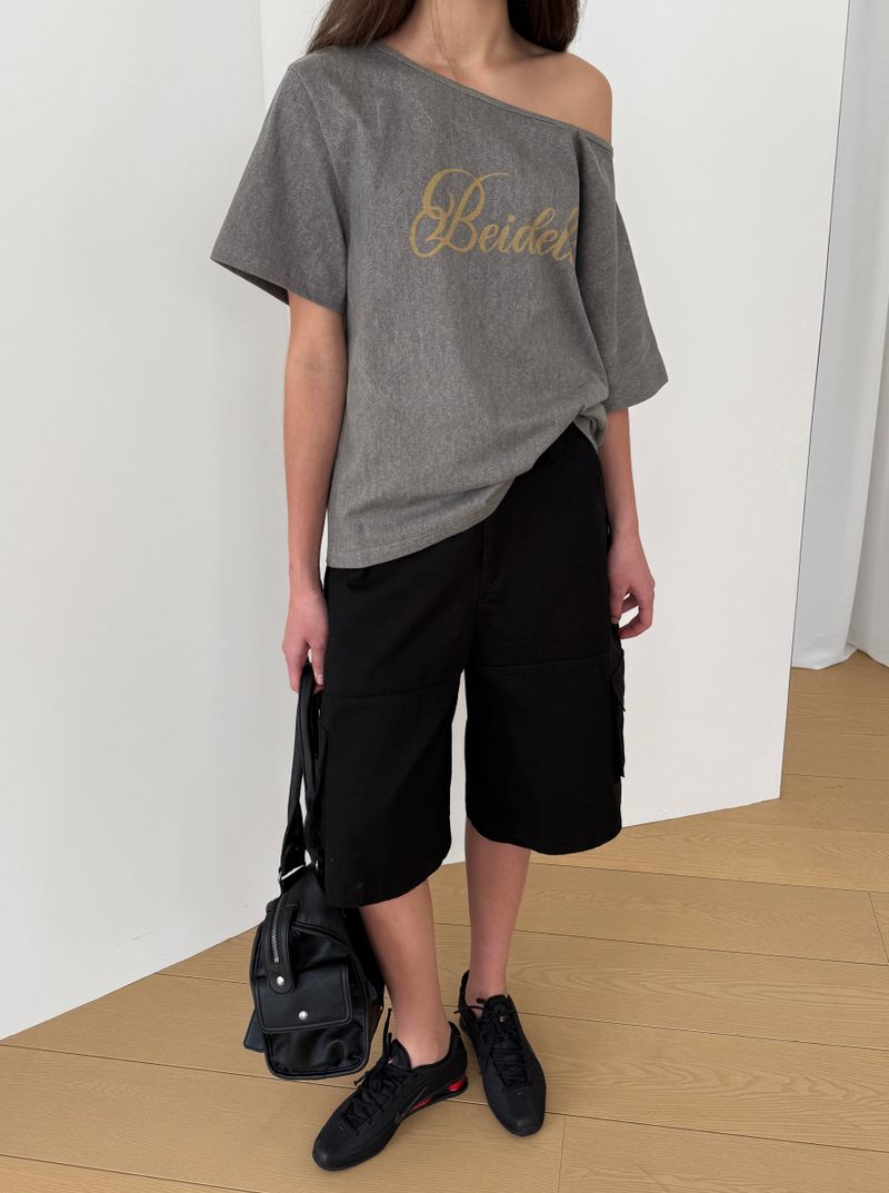 [ORIGINAL] Wit Lettering Pigment Off-Sleeve Tee