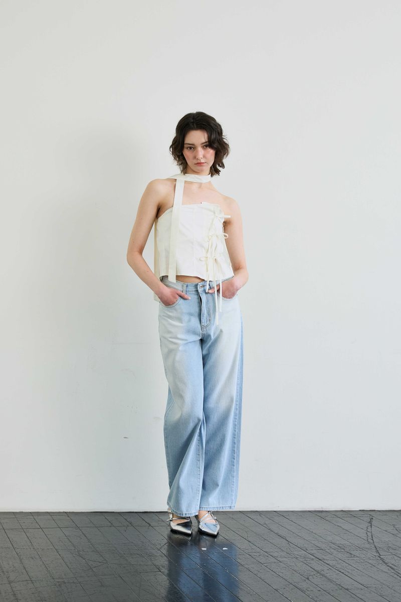 AZURE WIDE DENIM PANTS / SKY BLUE