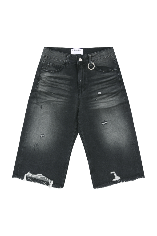 P:ReinSein(レインセイン)の「Vintage damaged black denim bermuda pants(Pants)」