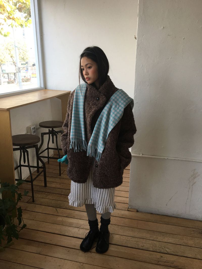 [MD Pick]Fine wool check muffler (6color)