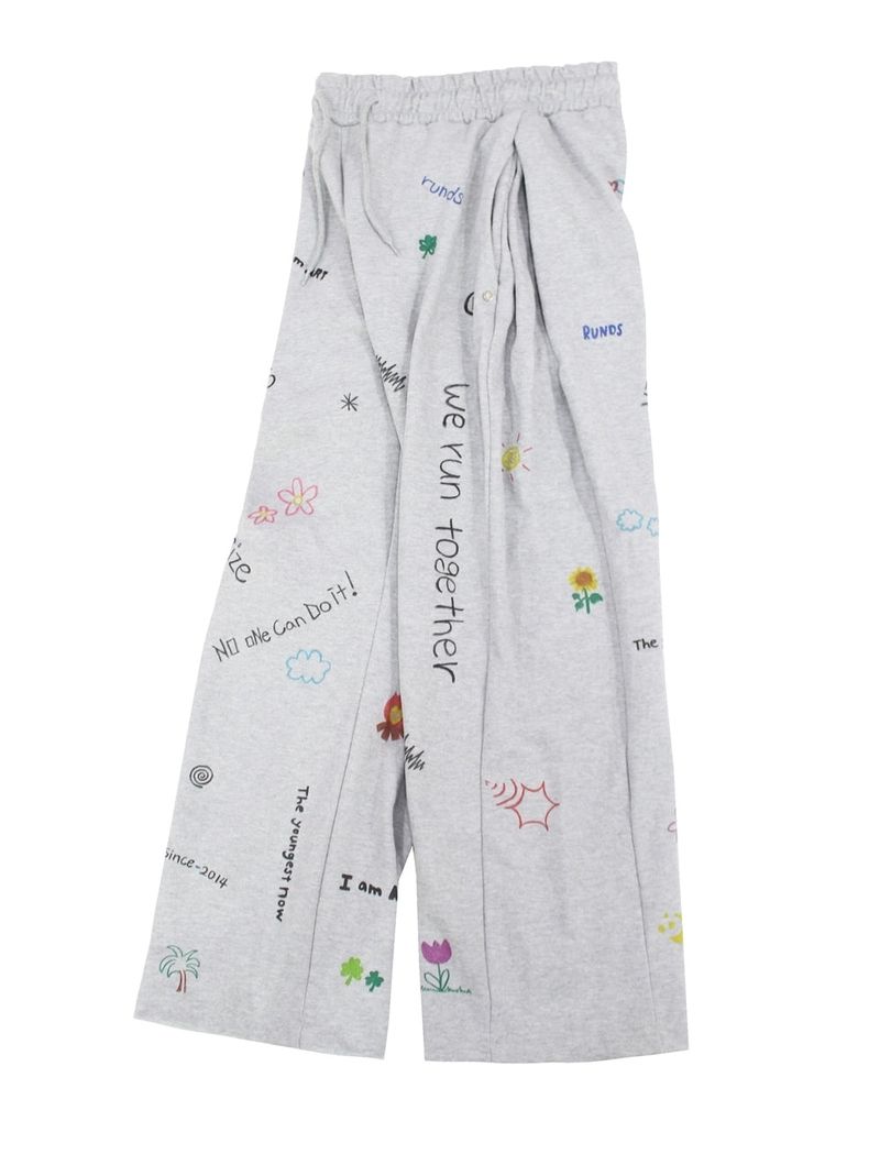 hand drawing side tuck sweat pants (gray)