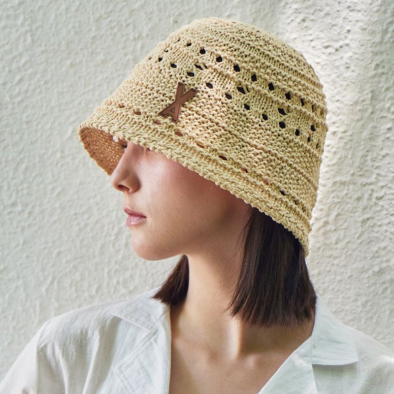 VA Patch Soft Knit Bucket Hat / Beige