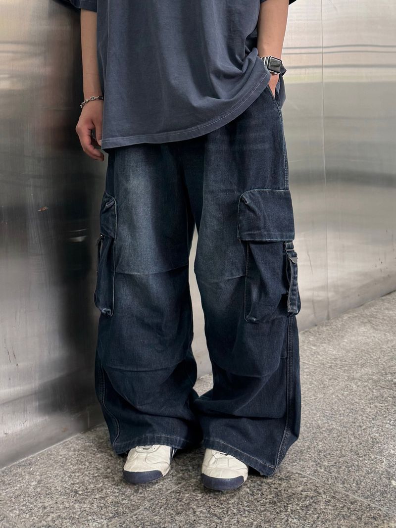 バックルカーゴデニムパンツ