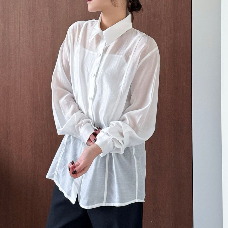 Sheer Line Blouse Set - 3colors