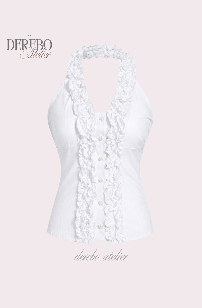 foam lace halterneck blouse