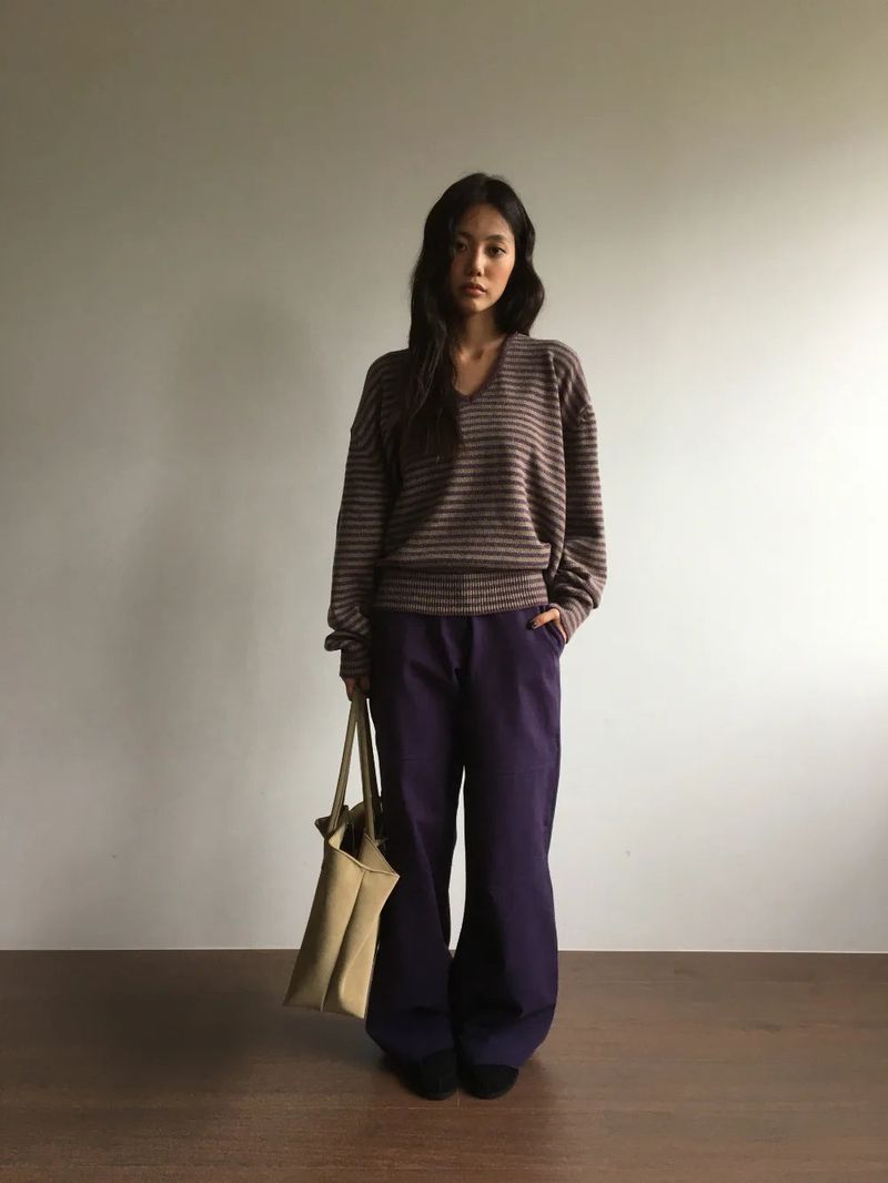 Cebu striped V-neck knit (2color)