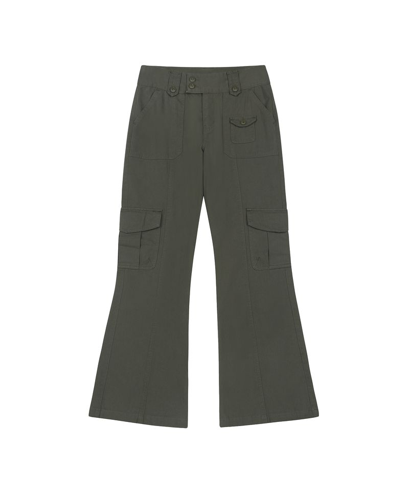 Multi Pocket Cargo Bootcut Pants - GRAYISH KHAKI