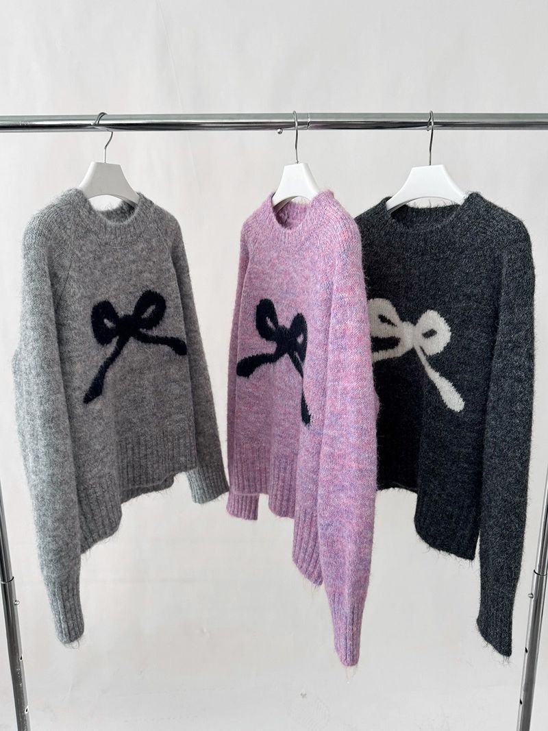 Modi bow wool long-sleeved knitwear
