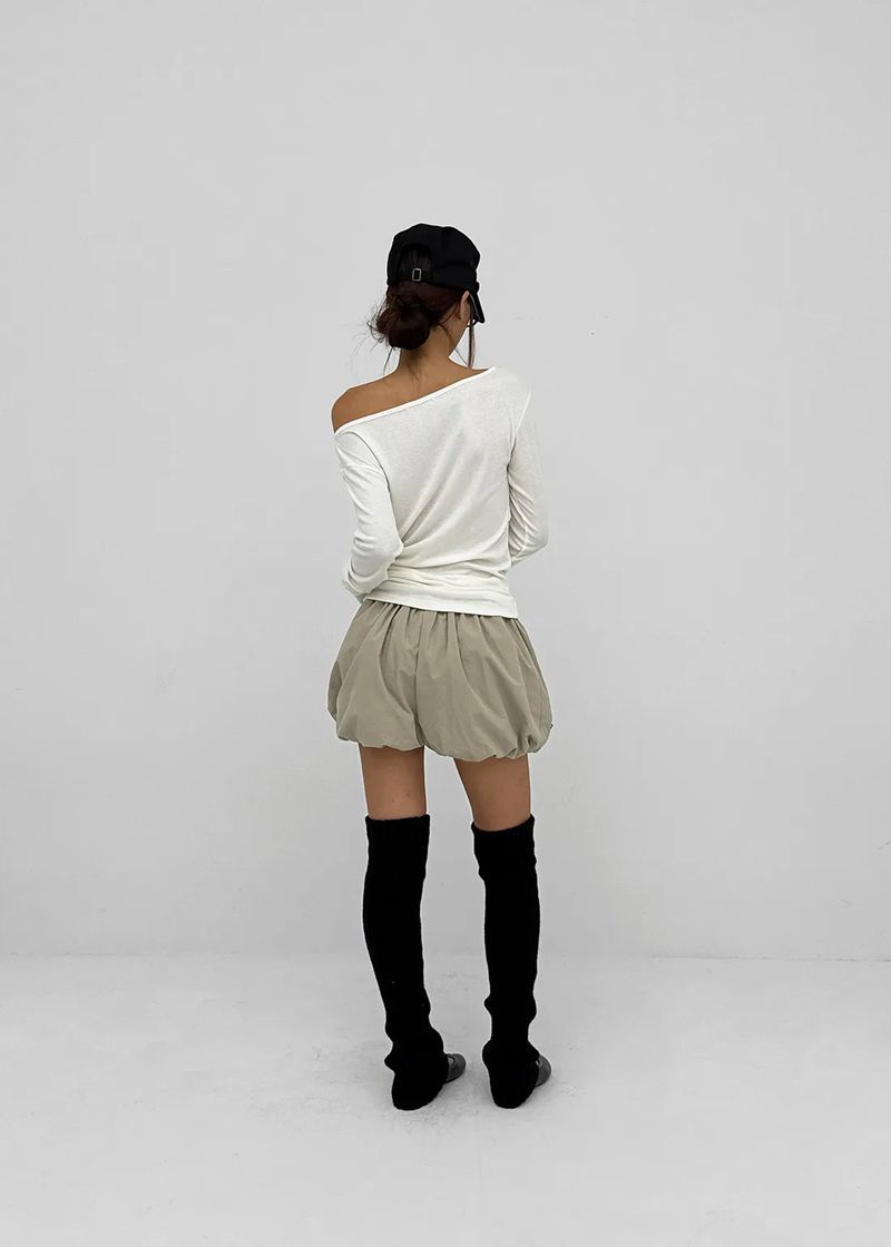 [MADE] Netia Boat Neck Ribbed Long Sleeve Tee