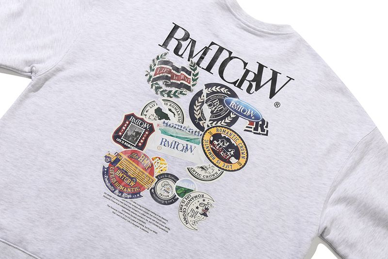 RMTCRW LABEL SWEAT SHIRT_LIGHT GREY