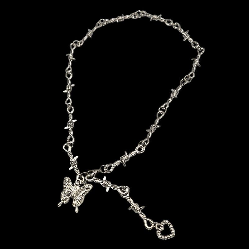 Thorns Chain Unique Butterfly Pendant Necklace