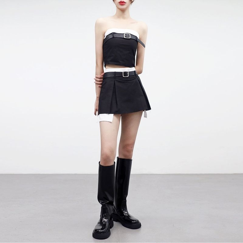 [NONCODE] Artify Coloring Tube Top + Pleated Skirt (Belt Set)