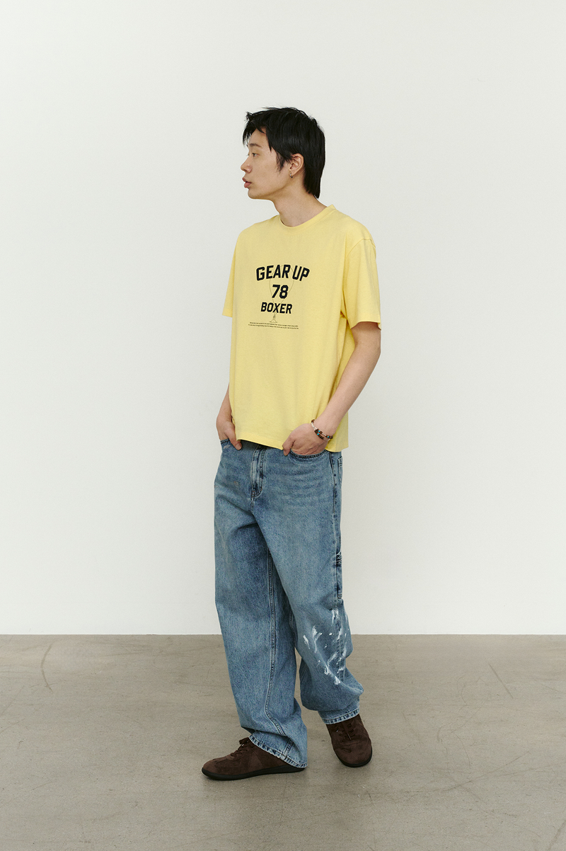Aged Splatter Carpenter Denim Pants(Washed Blue)