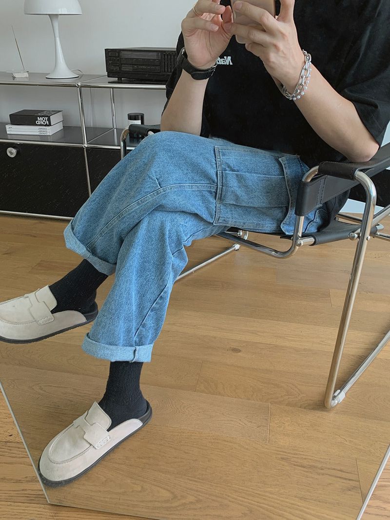 ASCLO Washed Denim Cargo Pants