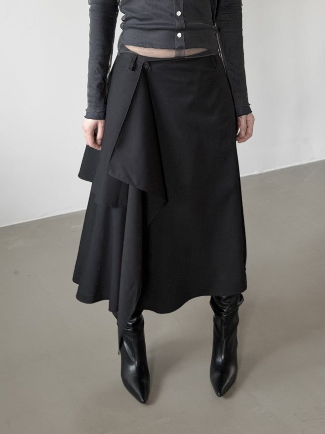 Beon Drape Unbalanced Flared Skirt