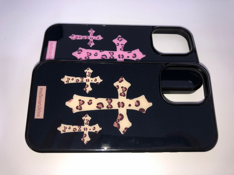 pink leopard cross glass case