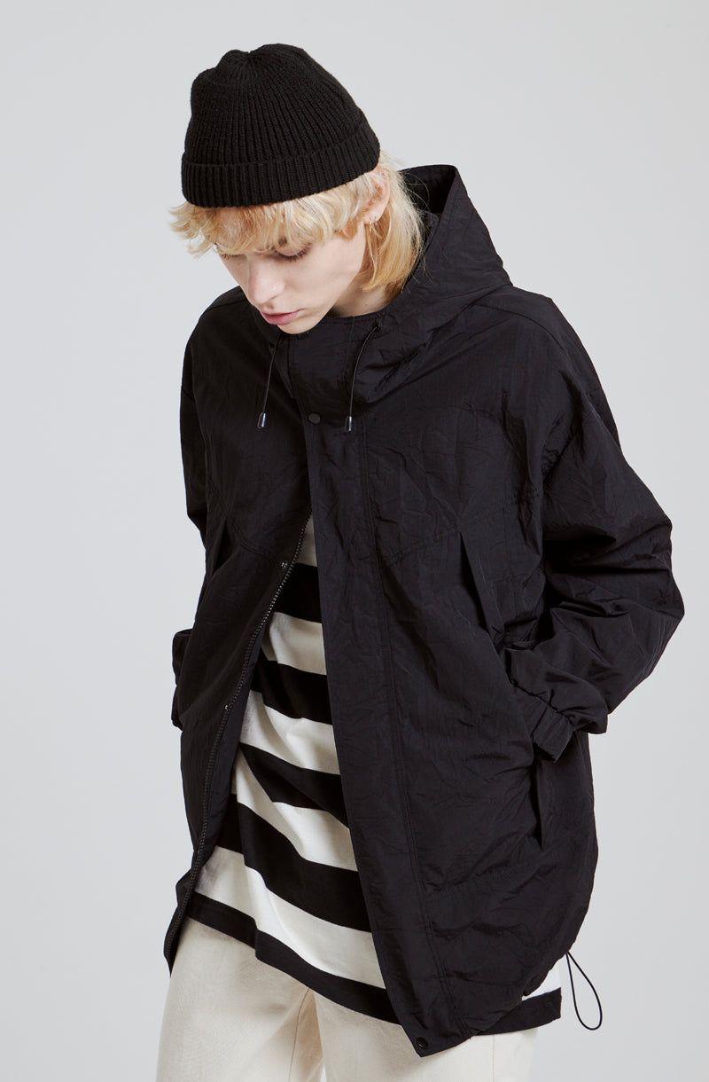 RIPSTOP 2WAY ZIP-UP JACKET [BLACK]