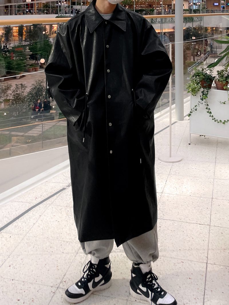 ASCLO Vegan Leather Mac Coat (2color)