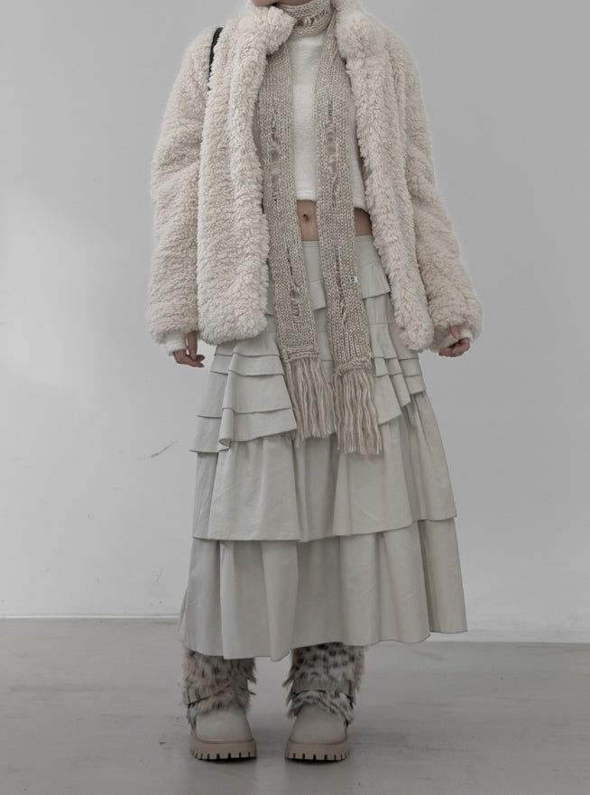 Bocashi Damage Knit Slim Long Muffler