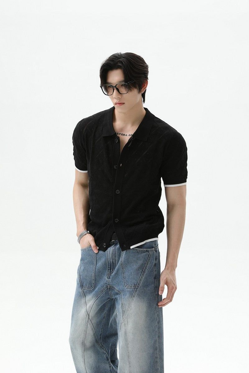 TURNTIDE（ ターンタイド）の「Diamond Knit Fitted Short Sleeve Cardigan（Tops）」