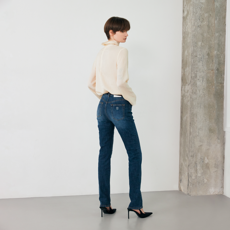 Twill Deep Blue Slim Straight Jean - YC392