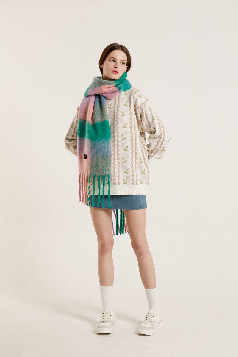 PINK PINEAPPLE（ピンクパイナップル）の「COLORED CHECK MUFFLER_PINK（Fashion Accessories）」