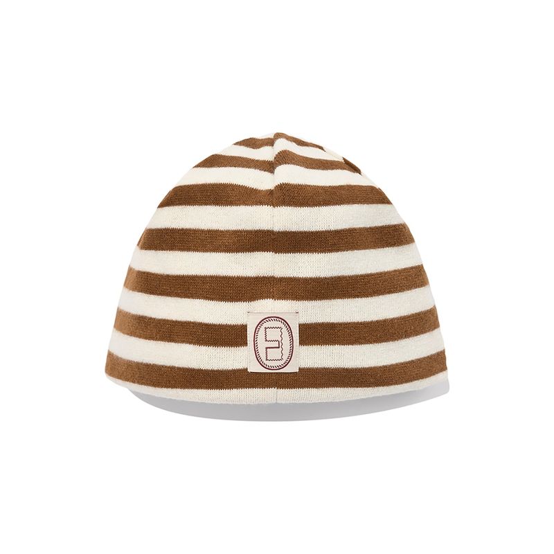 Striped knit beanie / Camel