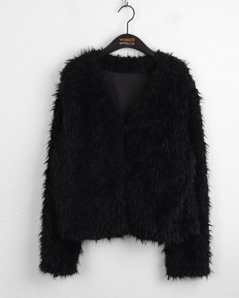 Aroki bubble pearl button fur jacket