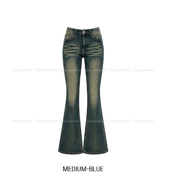 Cya Cat Washed Bootcut Denim Pants