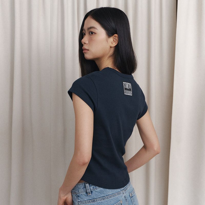 Curetty（キュリティ）の「C 90S ラインベーシックTシャツ_ネイビー（トップス）」