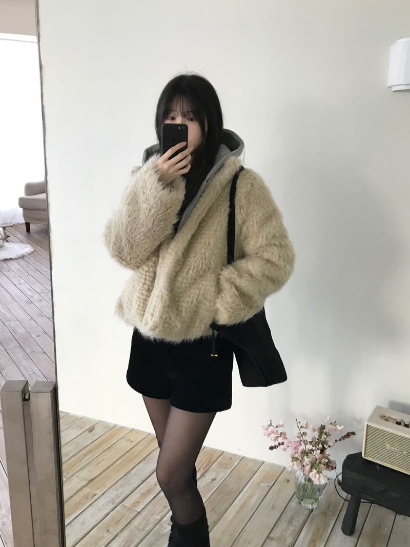 Perry High-Neck Fur Jacket (one color)