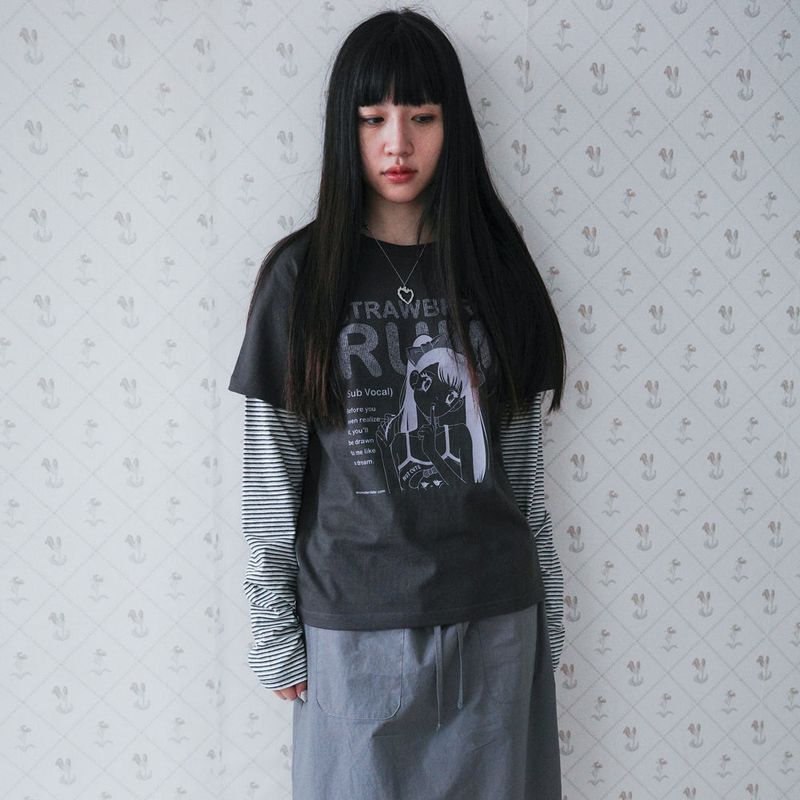 wonder visitor（ワンダービジター）の「ルミpfpレイヤード LS-T [Charcoal grey]（トップス）」