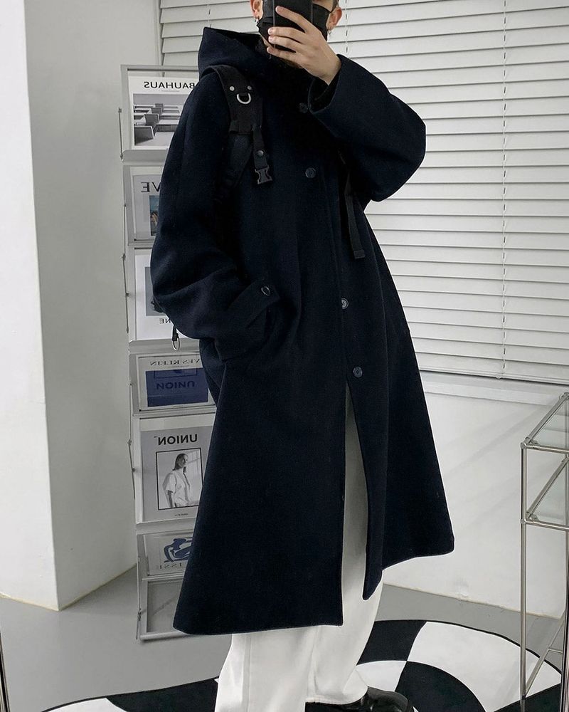 AZ Long Wool Hooded Coat (3 colors)