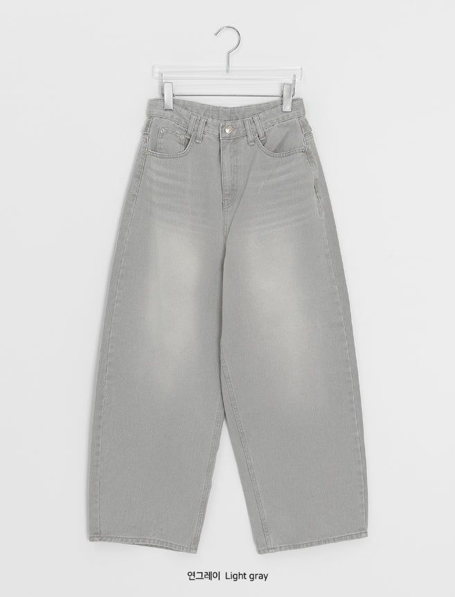 Crane Back Point Wide Washing Denim Pants