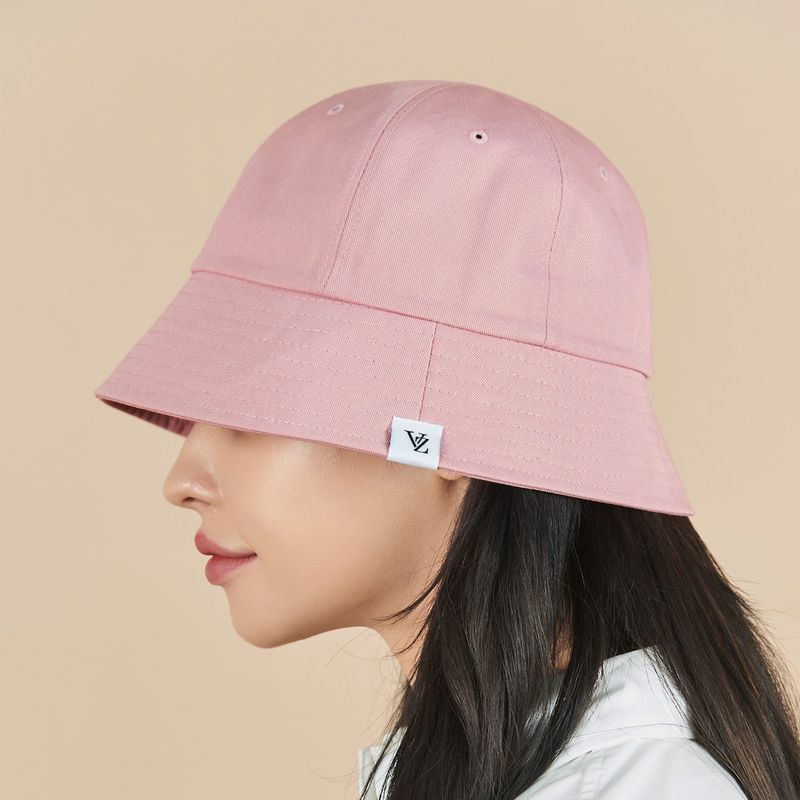 Monogram Label Round Bucket Hat Pink