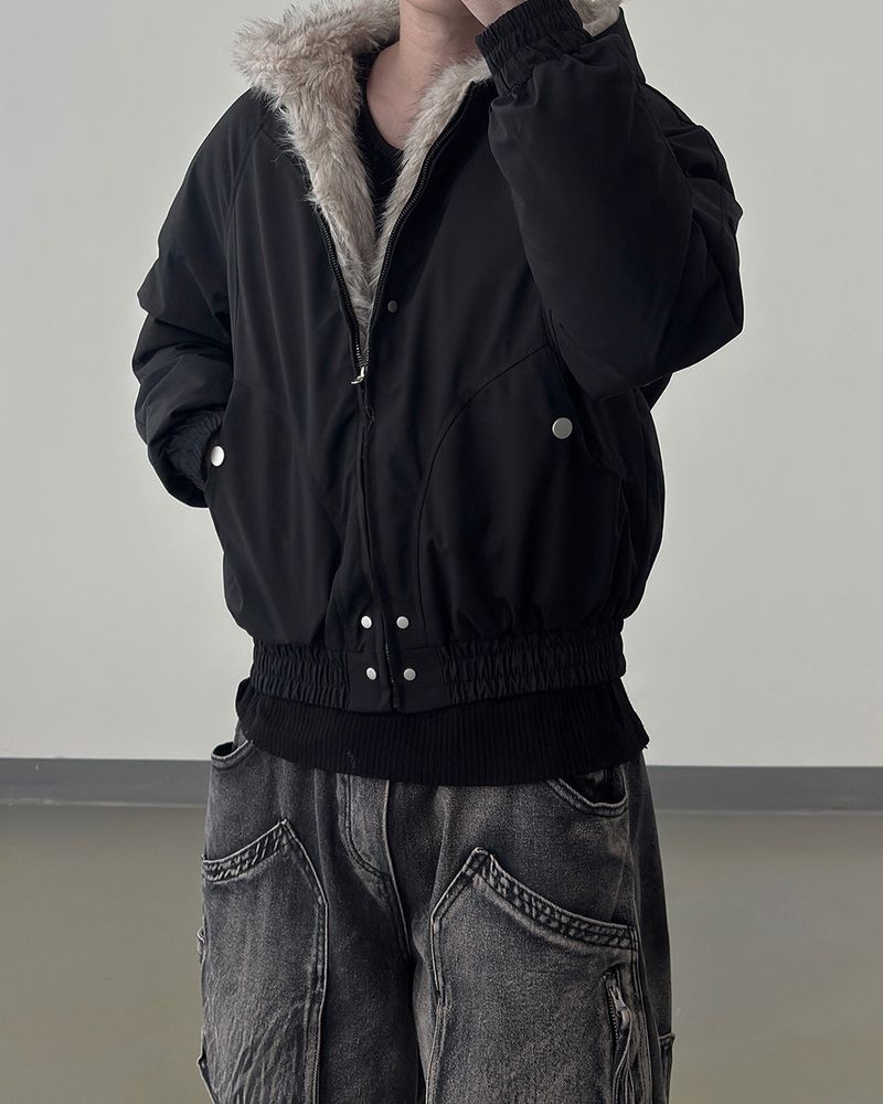 Helen Cropped Fur Hooded Jumper