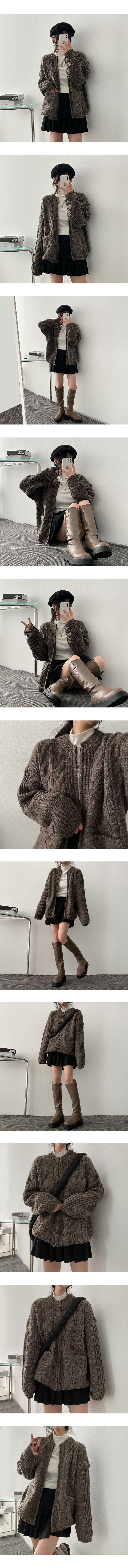 Guipu Thick Twisted Knitwear Zip-up