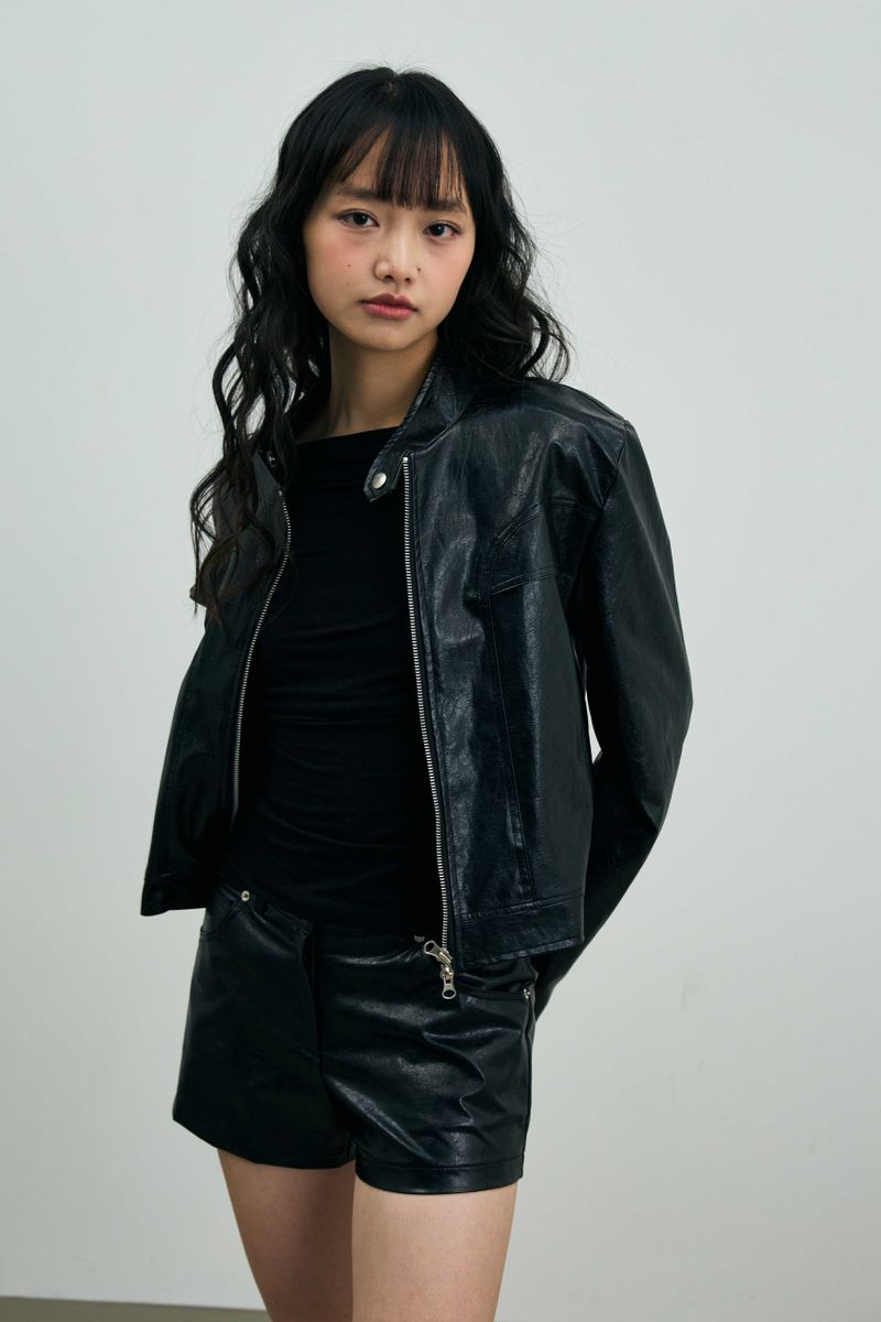 CLARI FAUX LEATHER JACKET / BLACK