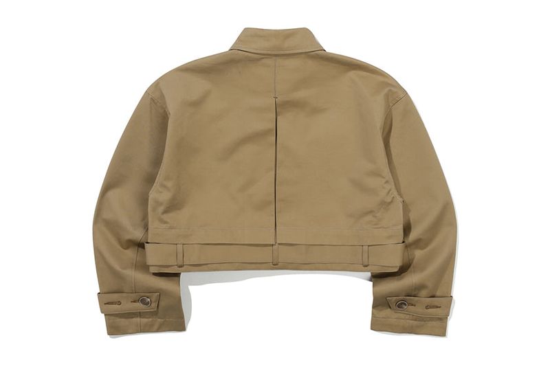 GABERDINE TRENCH CROP JACKET_BEIGE