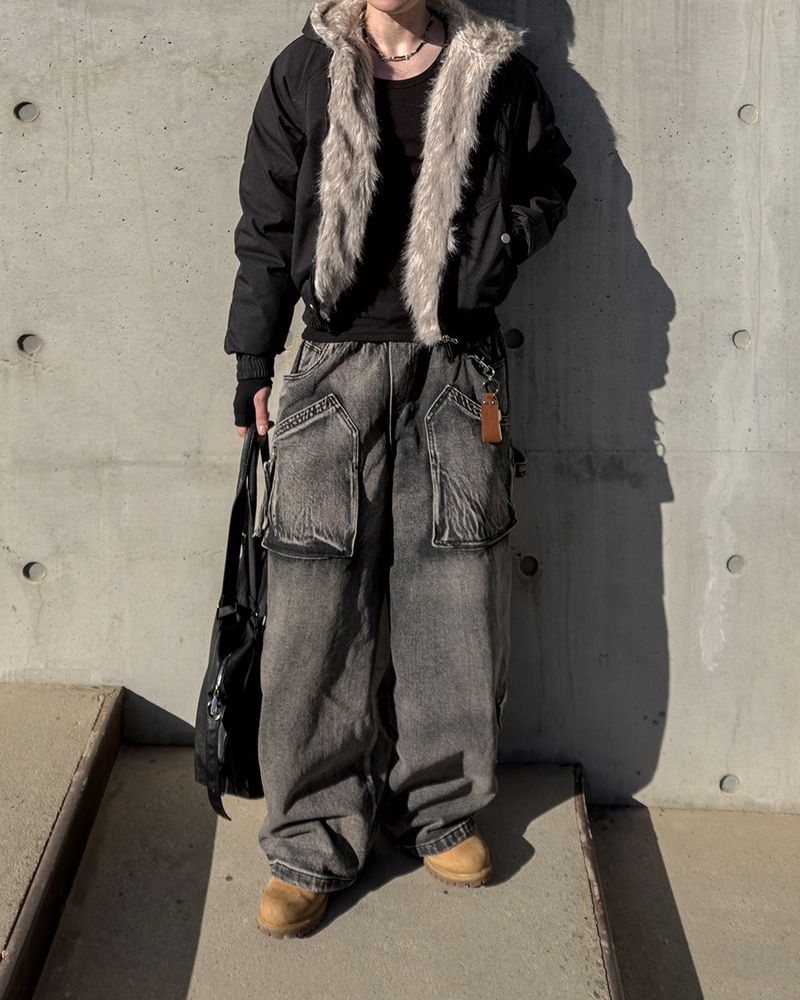 Morik Utility Pocket Wide Denim Pants