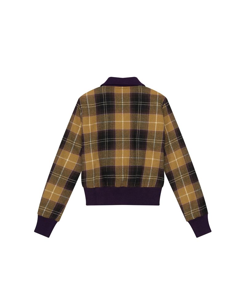 Plaid Check Flannel Zip-Up Jacket _ MUSTARD