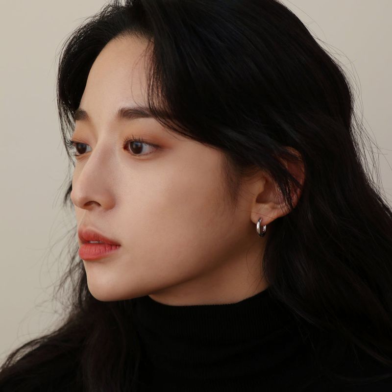 SILVER BOLD EARRING (one-touch) (silver)