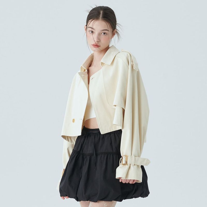 CROP TRENCH JACKET / IVORY